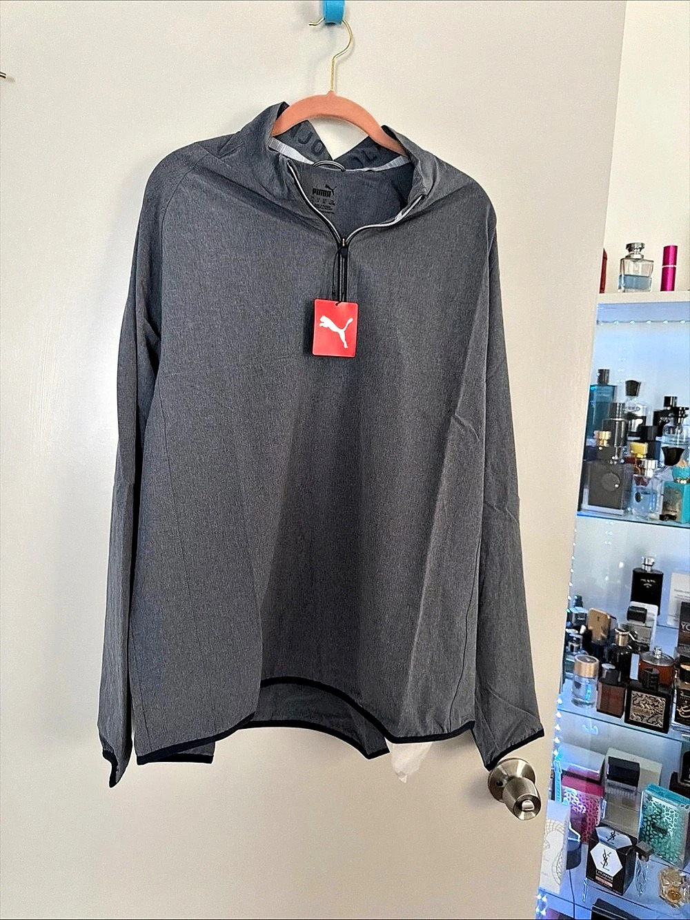 Puma Coastal Vent 1/4 Zip Men's Gray 1/4 Zip Polyester Jacket Size Large NWT
